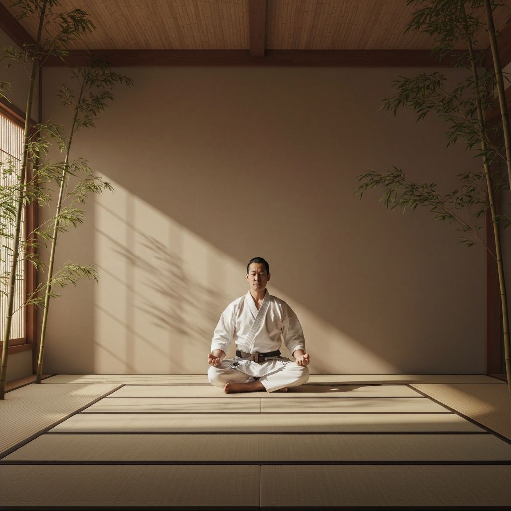 Karate master in meditation